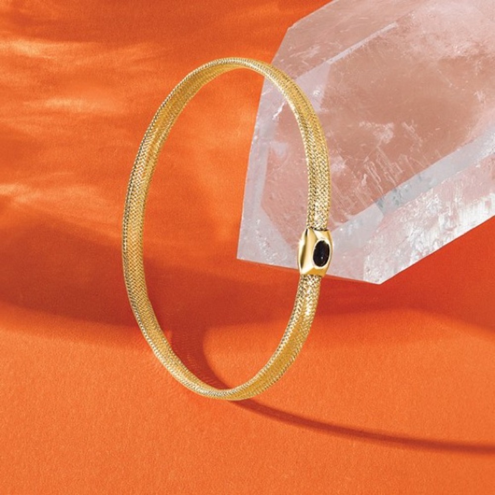 14k Gold and Onyx Stretch Mesh Bracelet by Leslies Jewelry
